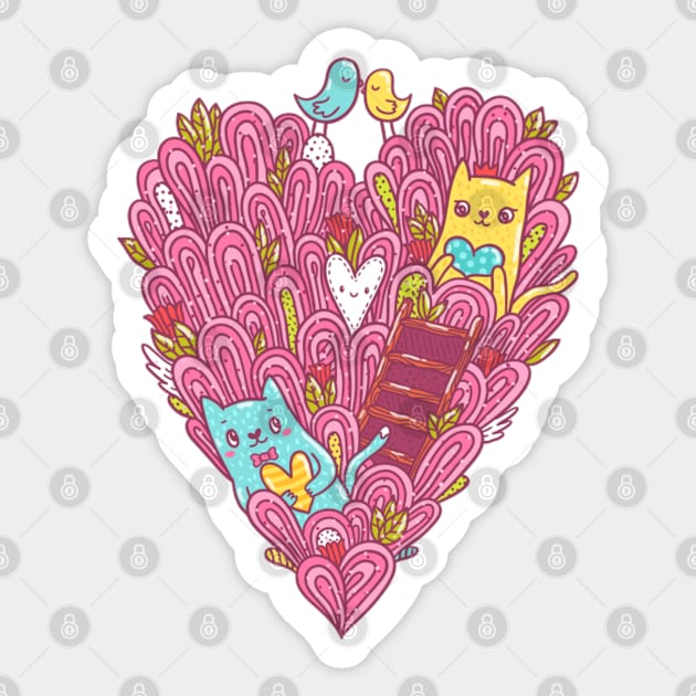 Valentine Cats Sticker by kostolom3000